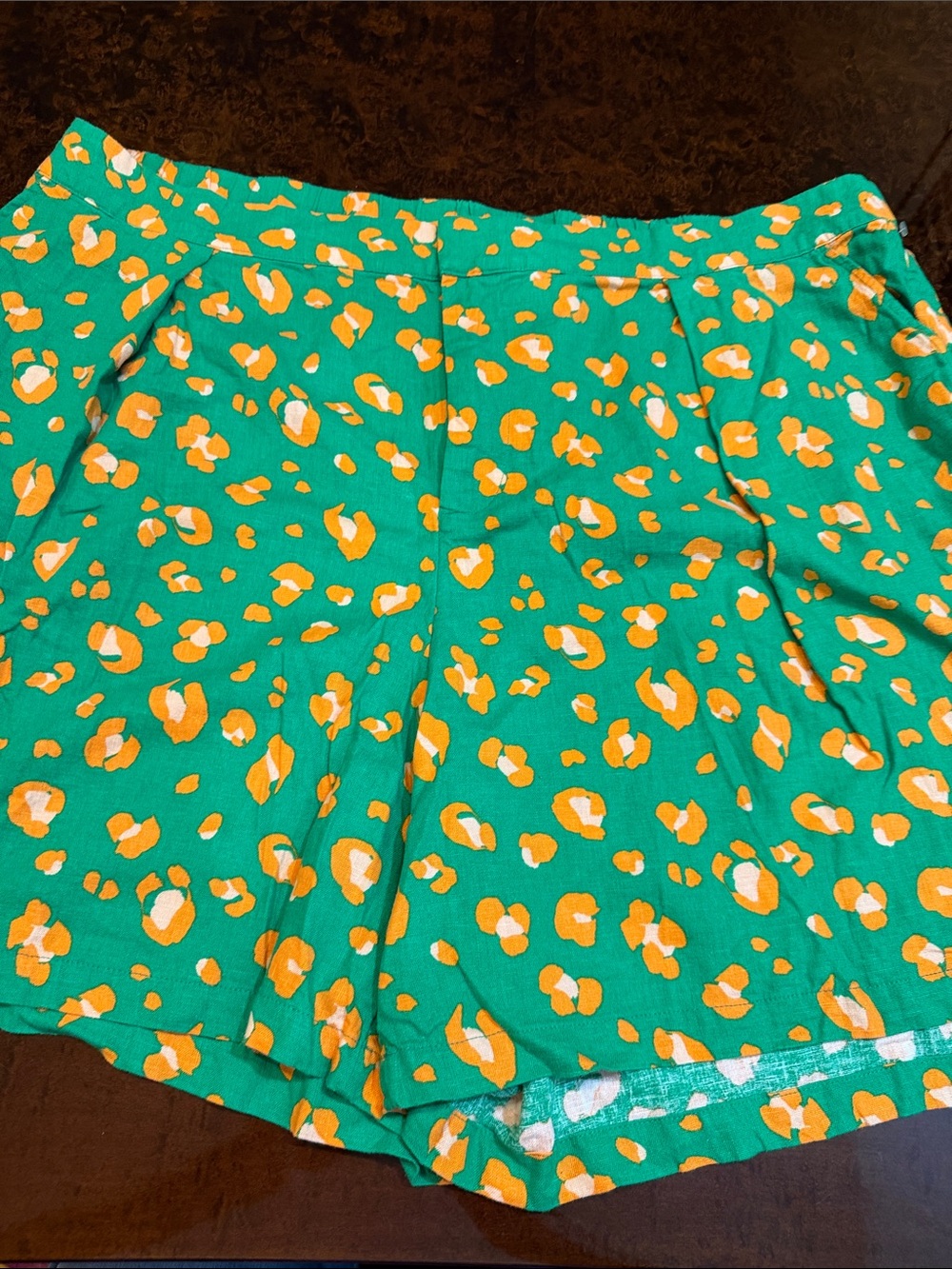 Green Printed Women's Bermuda Shorts with Orange & White Spot Pattern